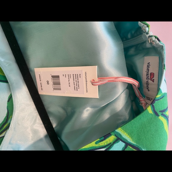 Vineyard Vines Sz 00 Green Banana Leaf Print Dress - Picture 5 of 7